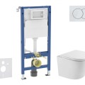 Tualetes poda komplekts Geberit Duofix rāmis ar podu Kielle Oudee Rimless, SoftClose vāku, baltu pogu Delta01