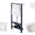 Tualeto komplektas Kielle Genesis su Kielle Gaia be rėmelio unitazu, SoftClose dangčiu ir Gemini New I baltu mygtuku 30528SS10