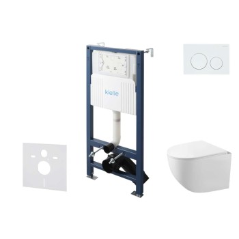Tualetes poda komplekts Kielle Genesis Rāmis ar Klielle Gaia Rimless podu, SoftClose vāku un Gemini New I Baltu pogu 30528SS82