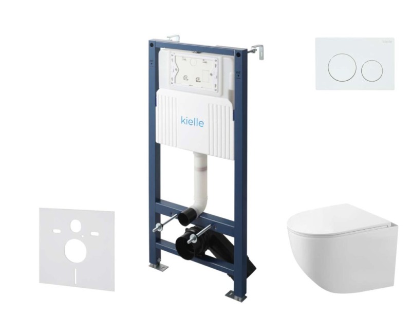 Tualetes poda komplekts Kielle Genesis Rāmis ar Klielle Gaia Rimless podu, SoftClose vāku un Gemini New I Baltu pogu 30528SS82