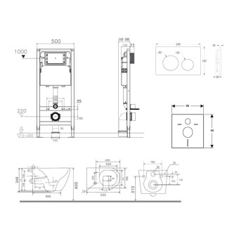 Tualetes poda komplekts Kielle Genesis Rāmis ar Klielle Gaia Rimless podu, SoftClose vāku un Gemini New I Hromētu pogu 30528SS11