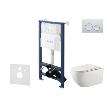 Tualetes poda komplekts Kielle Genesis Rāmis ar Klielle Gaia Rimless podu, SoftClose vāku un Gemini New I Hromētu pogu 30528SS11