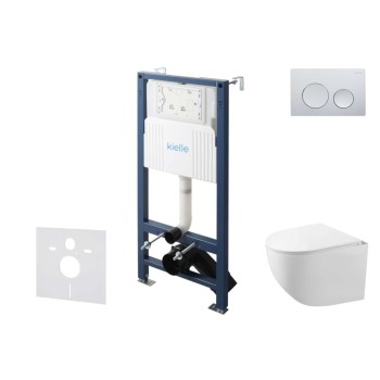 Tualetes poda komplekts Kielle Genesis Rāmis ar Klielle Gaia Rimless podu, SoftClose vāku un Gemini New I Hromētu pogu 30528SS83