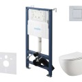 Tualetes poda komplekts Kielle Genesis Rāmis ar Klielle Gaia унитазом Rimless podu, SoftClose vāku un Gemini New III Hromētu pogu 30528SS17