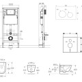 Tualetes poda komplekts Kielle Genesis Rāmis ar Klielle Oudee Rimless podu, SoftClose vāku un Gemini New I Hromētu Pogu 30528SS02