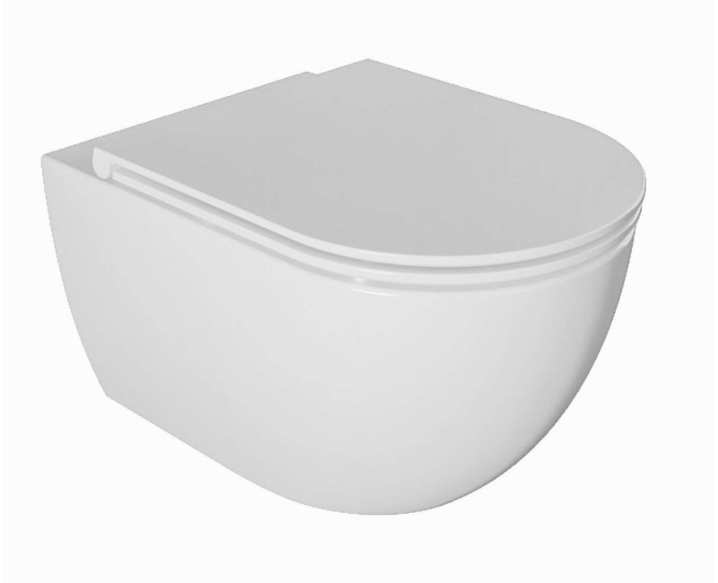 Tualetes poda komplekts Kielle Genesis Rāmis ar Klielle Oudee Rimless podu, SoftClose vāku un Gemini New II Hromētu Pogu 30528SS05