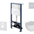 Tualetes poda komplekts Kielle Genesis Rāmis ar Klielle Oudee Rimless podu, SoftClose vāku un Gemini New II Hromētu Pogu 30528SS08