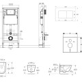 Tualetes poda komplekts Kielle Genesis Rāmis ar Klielle Oudee Rimless podu, SoftClose vāku un Gemini New II Hromētu Pogu 30528SS08