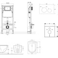Комплект Kielle Genesis рама с унитазом Klielle Oudee Vortex Rimless+, крышкой SoftClose и хромированной кнопкой Gemini New I 30528SS38