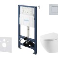 Tualetes poda komplekts Kielle Genesis Rāmis ar Klielle Oudee Vortex Rimless+ podu, SoftClose vāku un Gemini New III Hromētu Pogu 30528SS62
