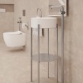 Vannas istabas izlietne Deante SILIA granīta uz virsmas, apaļa BEIGE, ALABASTER, D360mm Balta