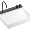 Vannas istabas izlietnes komplekts Hansgrohe Avalegra, izlietne 58x48 cm, ar termostatisko jaucējkrānu un dušu, 2 strūklas, birstēts melns hroms 22472340