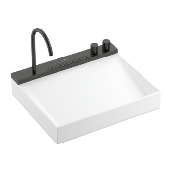 Vonios kriauklių komplektas Hansgrohe Avalegra, kriauklė 58x48 cm, su termostatu ir dušu, 2 srovės, šlifuotas juodas chromas 22472340