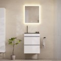 Vannas istabas izlietnes komplekts Hansgrohe Avalegra, izlietne 58x48 cm, ar termostatisko jaucējkrānu un dušu, 2 strūklas, birstēts melns hroms 22472340