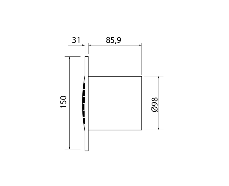 Ventilators Sapho Cata B-Plus ar taimeri B-10 PLUS T, 15W, 100 mm, balts 00981101