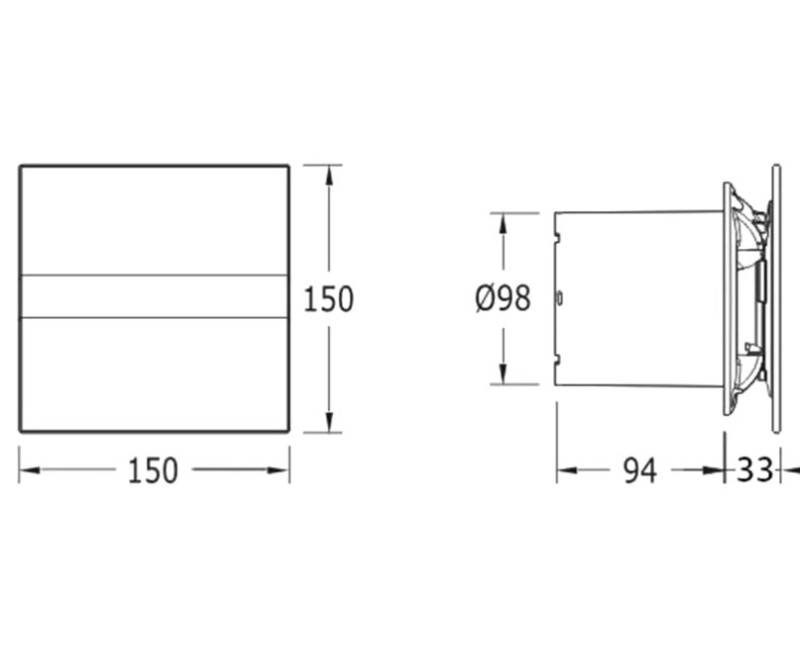 Ventilators Sapho Cata E-100 GSTH aksiāls ar automātisko vadību, 8 W, 100 mm, sudrabs 00900600
