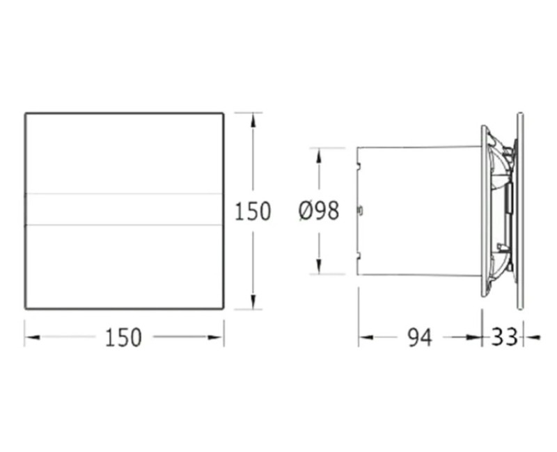Ventilators Sapho Cata E Aksiālais E-100 GBT, ar taimeri, melns 00900502