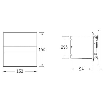 Ventilators Sapho Cata E  Aksiālais E-100 GBTH, ar automātisko vadību, melns 00900602