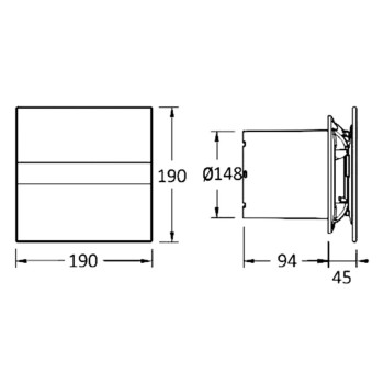 Ventilators Sapho Cata E  aksiālais  ar automātisko vadību E-150 GTH, 21W, 150 mm, balts 00902200