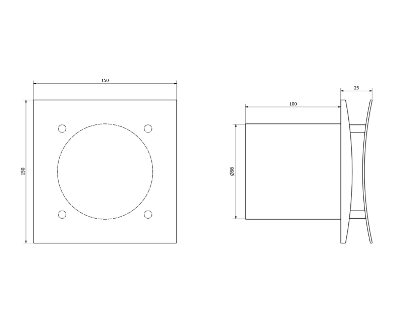 Ventiliatorius Sapho EIRA ašinis su laikmačiu, 15 W, 100 mm, baltas EI102