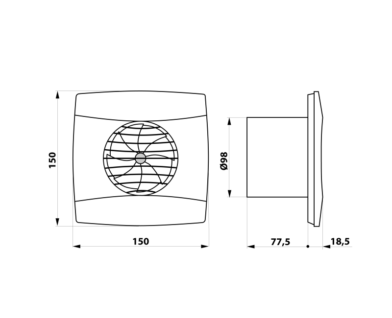 Ventilators Sapho UC-10 aksiālais, 8 W, 100 mm, balts 01200000