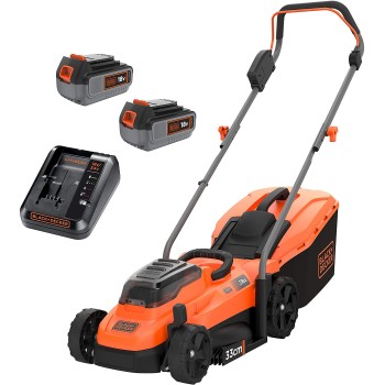 Zāles pļāvējs BLACK+DECKER 18 V akumulatora zāles pļāvējs, 33 cm pļaušanas platums, 2 x 2,5 Ah  akumulatori, lādētājs BCMW3318L2-QW