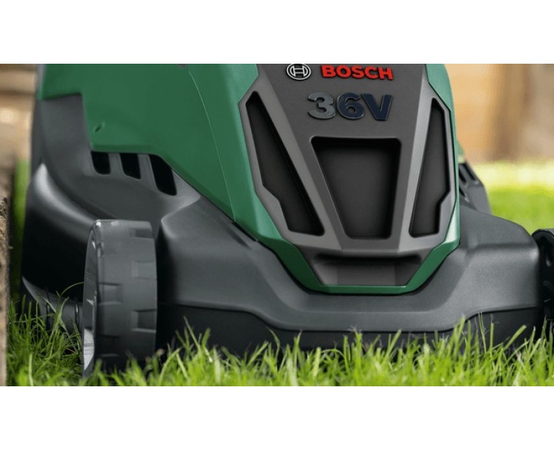 Zāles pļāvējs Bosch 36 V akumulatora 40 cm pļaušanas platums, 2 x 2,0 Ah akumulatori, lādētājs 06008B9F01