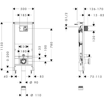 Iebūvējamais rāmis Hansgrohe iFrame universal  augstums 115 cm, 01022180