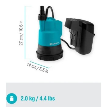 Iegremdējamais (Dernāžas) sūknis Gardena 2000/2 tīram ūdenim, 18V bez akumulatora un lādētāja, 970511001