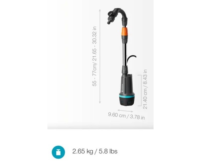 Iegremdējamais (Dernāžas) sūknis Gardena 2600 Comfort 18V lietus ūdenim ar akumulatoru 2,5 Ah, +lādētājs, 970825101