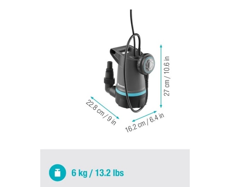 Iegremdējamais (Dernāžas) sūknis Gardena Basic 550W tīram ūdenim, 970762201