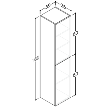 Augstais skapis Kame Gama ar 2 durvīm (push to open) Balts Matēts TU/35-2/D2-PO