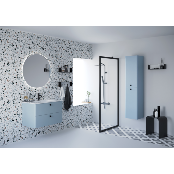 Augstais skapis Kame Soft 35cm, ar 2 durvīm Mist blue TU/35-2/D34-SFT