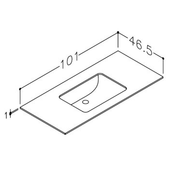 Vannas istabas virsma ar izlietni Kame Universal HPL 100 (ar sifonu) Grey moon HPL WP/10-3/H12-P3
