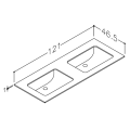 Vannas istabas virsma ar izlietni Kame Universal HPL 120 dubultā (ar 2 sifoniem) Earth stone HPL WP/12-3/H18-P3-D