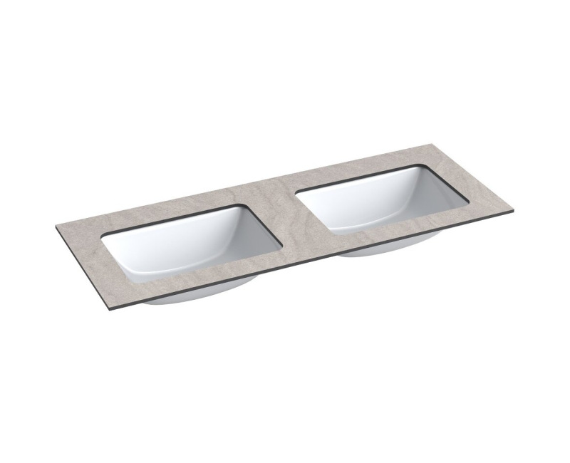 Vannas istabas virsma ar izlietni Kame Universal HPL 120 dubultā (ar 2 sifoniem) Grey moon HPL WP/12-3/H12-P3-D