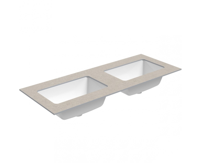 Vannas istabas virsma ar izlietni Kame Universal HPL 120 dubultā (ar 2 sifoniem) Sand stone HPL WP/12-3/H15-P3-D