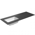 Vannas istabas virsma ar izlietni Kame Universal HPL 120 (ar sifonu) Kreisā puse Black lava HPL WP/12-3/H17-P3-L