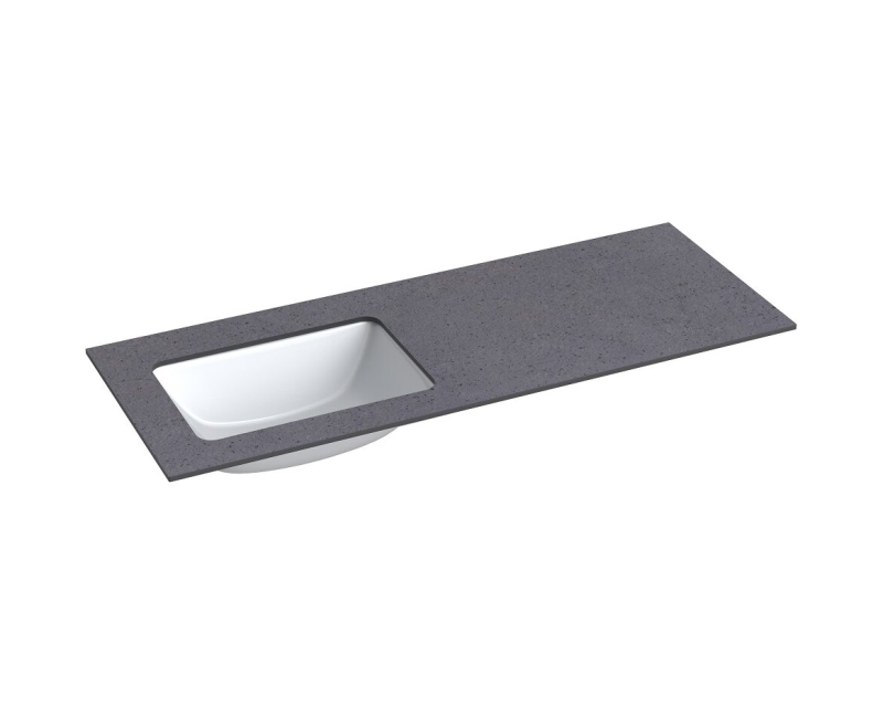 Vannas istabas virsma ar izlietni Kame Universal HPL 120 (ar sifonu) Kreisā puse Black moon HPL WP/12-3/H11-P3-L
