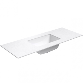 Darba virsma ar izlietni Kame Universal HPL 120cm ar Easy Clean sifonu Balta Matēta