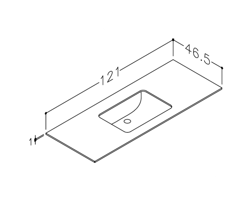 Vannas istabas virsma ar izlietni Kame Universal HPL 120 (ar sifonu) Earth stone HPL WP/12-3/H18-P3