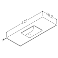 Vannas istabas virsma ar izlietni Kame Universal HPL 120 (ar sifonu) Grey moon HPL WP/12-3/H12-P3