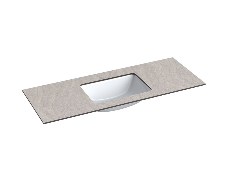 Vannas istabas virsma ar izlietni Kame Universal HPL 120 (ar sifonu) Grey moon HPL WP/12-3/H12-P3