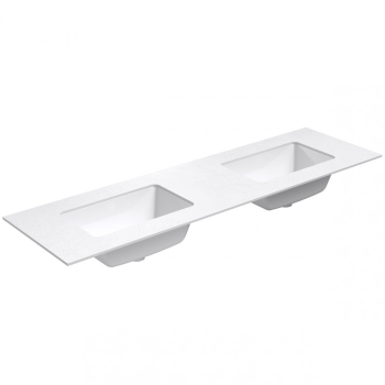 Darba virsma ar izlietni Kame Universal HPL 160cm Dubultā ar Easy Clean sifonu (2gab) Balta Matēta