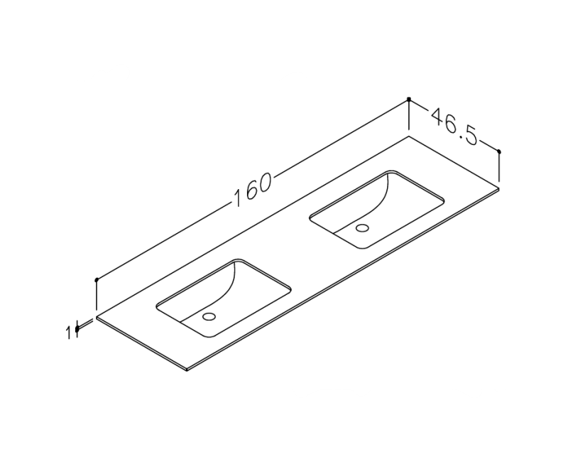 Vannas istabas virsma ar izlietni Kame Universal HPL 160 (ar sifonu) labā puse Sand stone HPL WP/16-3/H15-P3-D