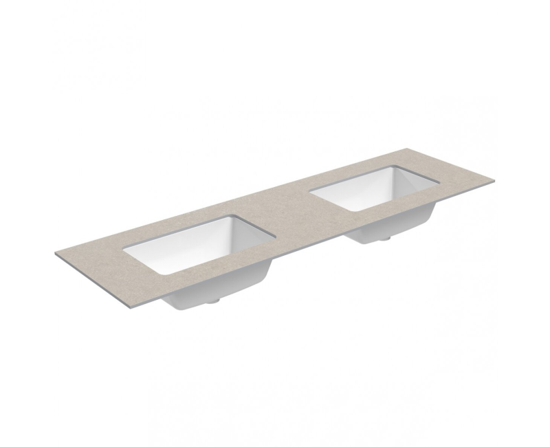Vannas istabas virsma ar izlietni Kame Universal HPL 160 (ar sifonu) labā puse Sand stone HPL WP/16-3/H15-P3-D