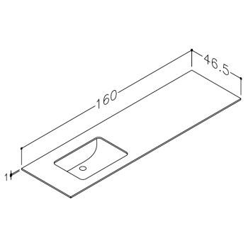 Darba virsma ar izlietni Kame Universal HPL 160cm Kreisā ar Easy Clean sifonu Balta Matēta
