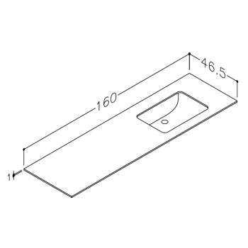 Darba virsma ar izlietni Kame Universal HPL 160cm Labā ar Easy Clean sifonu Balta Matēta