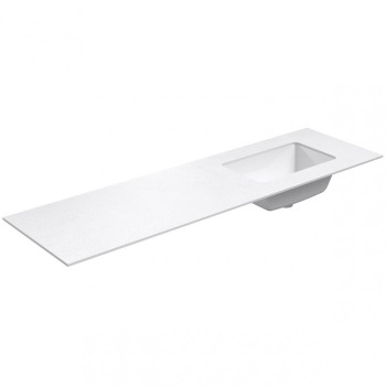 Darba virsma ar izlietni Kame Universal HPL 160cm Labā ar Easy Clean sifonu Balta Matēta