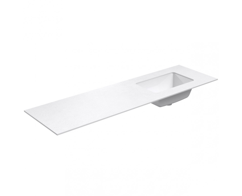 Darba virsma ar izlietni Kame Universal HPL 160cm Labā ar Easy Clean sifonu Balta Matēta